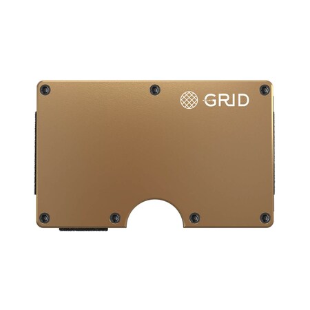 Grid Wallet Gold Aluminum Wallet with Money Clip ALUGLD-CLIP